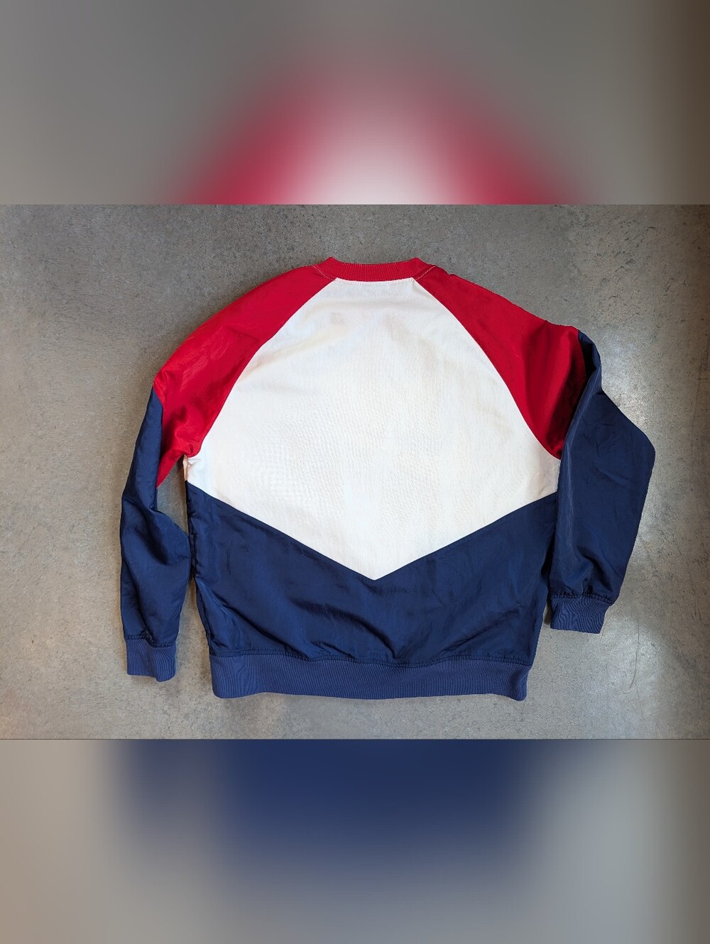 Nike Nylon Satin NSW Blocked Logo Futura Blue Void Red Pullover Men's Medium - Picture 2 of 9